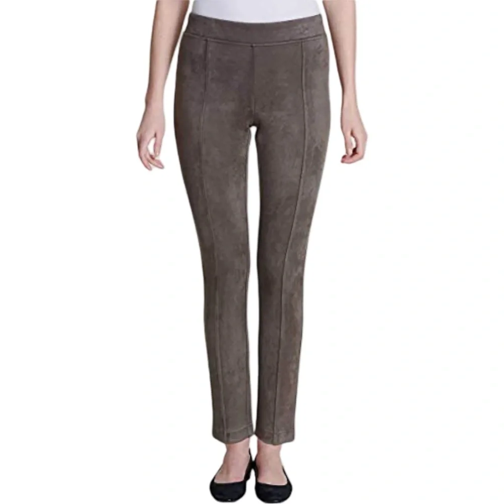 Andrew Marc Women’s Taupe Faux Suede Pull On Stretch Skinny Leg Pants Size Large
